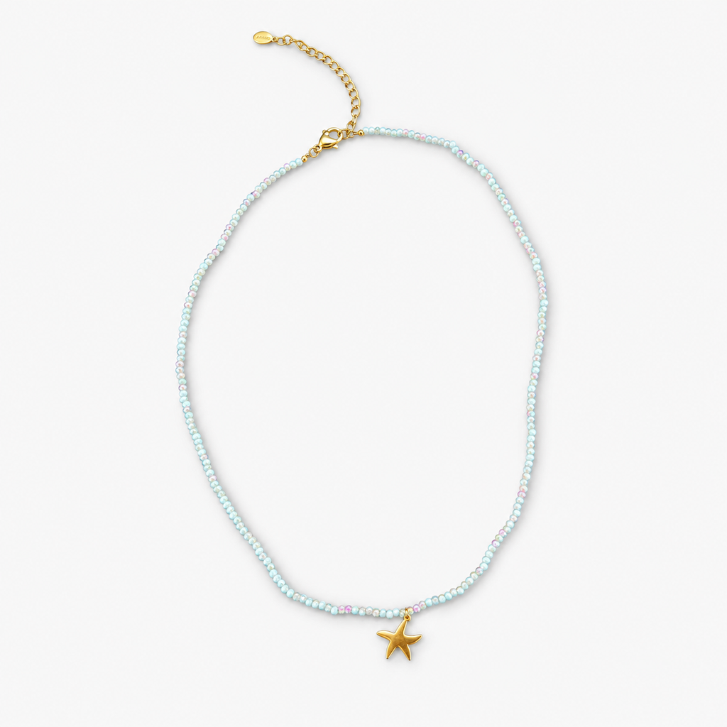 Aqua Pearl Star Necklace